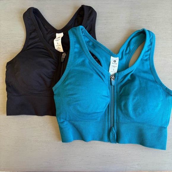 90 Degree By Reflex Other - 90 Degree By Reflex Activewear Support Zip Front Racerback Sports Bras Set Sz S